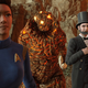 Michael Burnham and her new best friends, Abe Lincoln and a lava rock man.